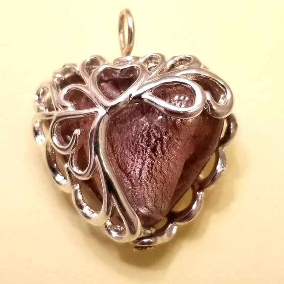 Vecchia Murano Italian Hand-blown heart-shaped glass beads pendant Hand Crafted❣ - Picture 1 of 11